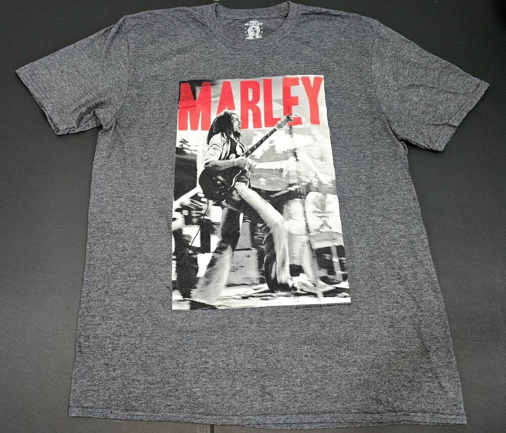 BOB MARLEY Catch A Fire Shirt Adult Gray Tee XL Crew Neck unisex